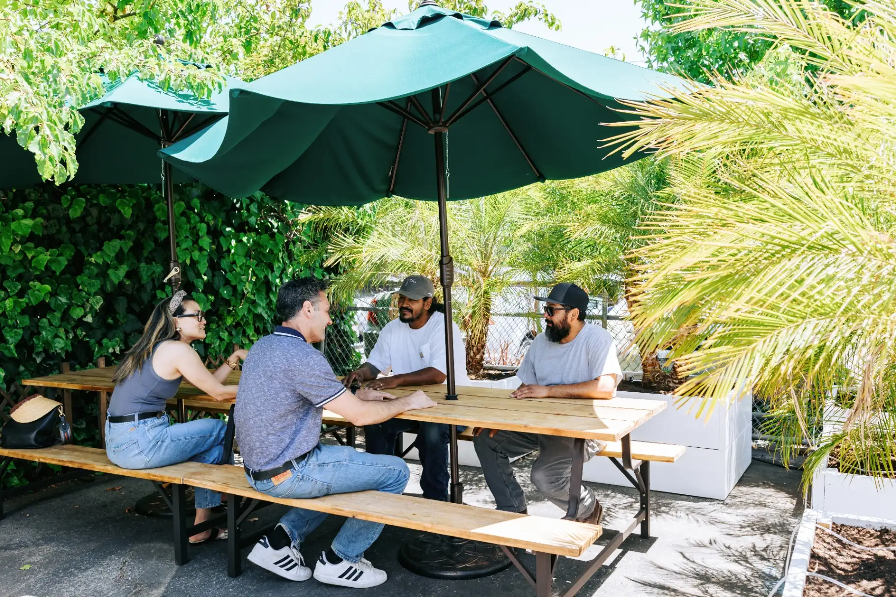 Community collaboration at outdoor workspace
